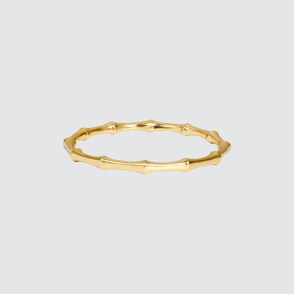 Gold Bamboo Cuff Hoop Bracelet